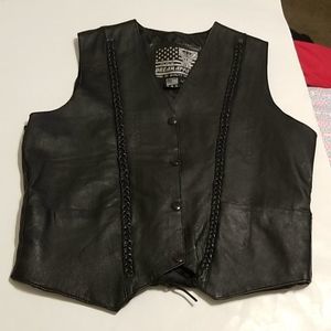 100% leather biker vest